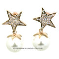 Venda quente 2015 nova moda jóias branco pérola Earings Star Design brincos para Lady E6331